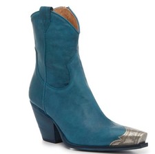 NEW Free People Brayden Western Boots Leather EU 36 US 5.5 Teal Blue