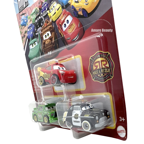 Disney Pixar Cars Mini Racers Race & Rescue Pack - McQueen + Chick + Sheriff - Picture 2 of 2