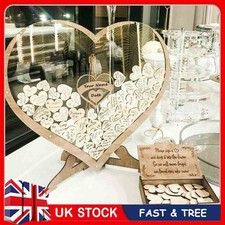Wedding Guest Book Alternative Wooden Frame With 80 Wooden Hearts Drop Top Party