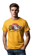 (Gold) Mens Crew Neck T-Shirt Vintage Graphic Logo Tee Casual Oil Yello