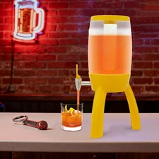 Beer Dispenser w/ Ice Tube and Spigot Drink Dispenser w/ LED Light for Bar/Party