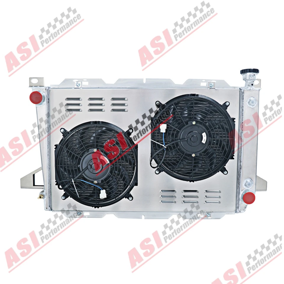 4ROW Aluminum Radiator Shroud Fan For 1985-1996 Ford F150 F250 F350 Bronco Foto 2 de 4