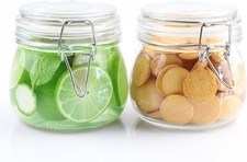 Glass Jars With Airtight Lids 16 OZ 2 Set Wide Mouth Food Stora