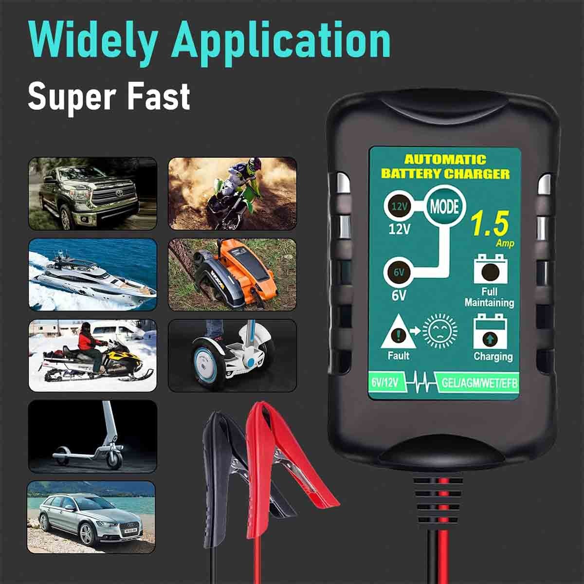 Automatic Battery Charger Maintainer Motorcycle Trickle Float For 6V 12V
