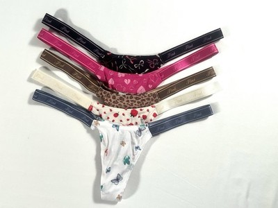 5 VICTORIA'S SECRET PINK LOGO THONG PANTIES SMALL SET