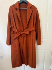 Handmade Cashmere Wool Coat Caramel Brown A-Line Belted Max Mara Style UK 14/16