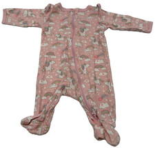 Wonder Nation Footed Zip Sleeper 0-3 Months Pink Unicorn Rainbow Cotton