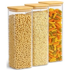 Glass Storage Set 2.3L Airtight Tall Glass Jars With Bamboo Lids