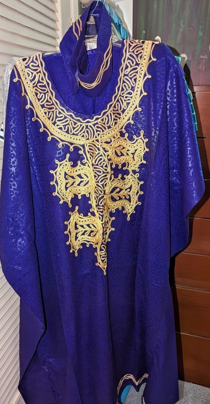 Meetu Magic The African Scene Purple Caftan Pull Over One Size with Band