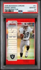 2005 BOWMAN CHROME RANDY MOSS #51 RED REFRACTOR GRADED PSA 10 💎GEM MINT POP 1 !
