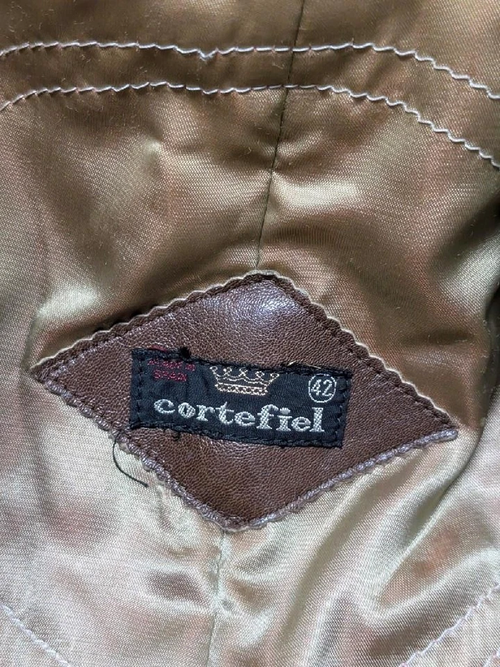 Abrigo vintage CORTEFIEL piel de cordero CINTURÓN 44 MOUTON cuello piel NORFOLK Foto 4 de 4