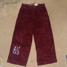 JNCO Rollin Pants Mens 34x30 Baggy Red 2 Whale Corduroy Skater Chunky Cords Y2K