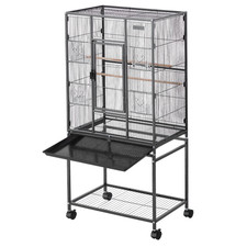 Bird Cage - 24.6 x 16.7 x 53.9 inch, Wrought Iron, Flat Top, with Perches and Sl