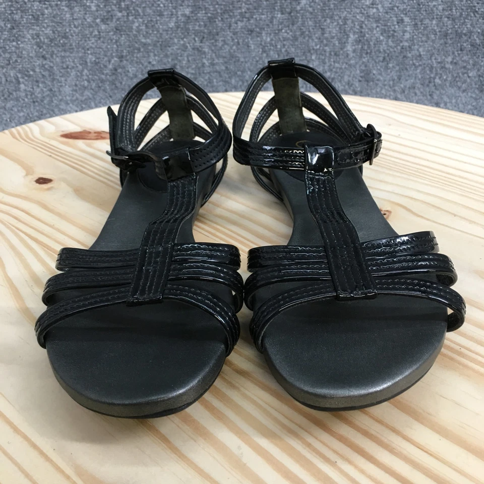 Sandalias Cole Haan para mujer 8B con tiras de cuero negro correa al tobillo hebilla punta abierta Foto 4 de 4