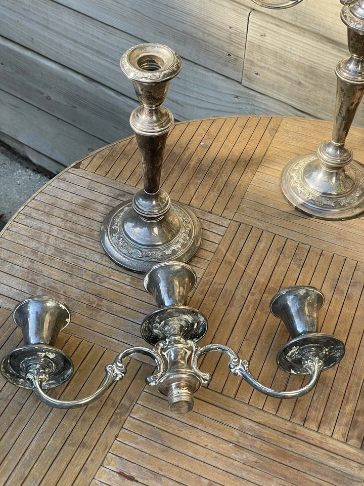 PAR DE CANDELABROS GORHAM PLATA ESTERLINA - *ponderados* Foto 2 de 4