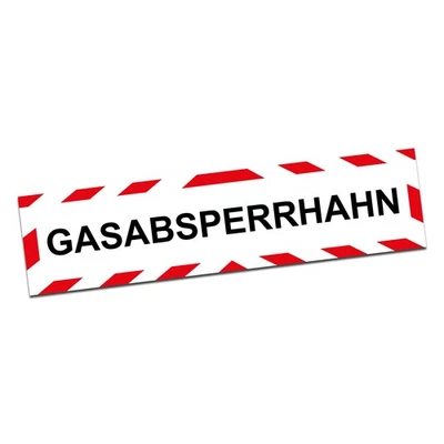 Hinweisschild Aufkleber Gasabsperrhahn 20x5cm Wasserfest Schild Folie R197 - Bild 1 von 4