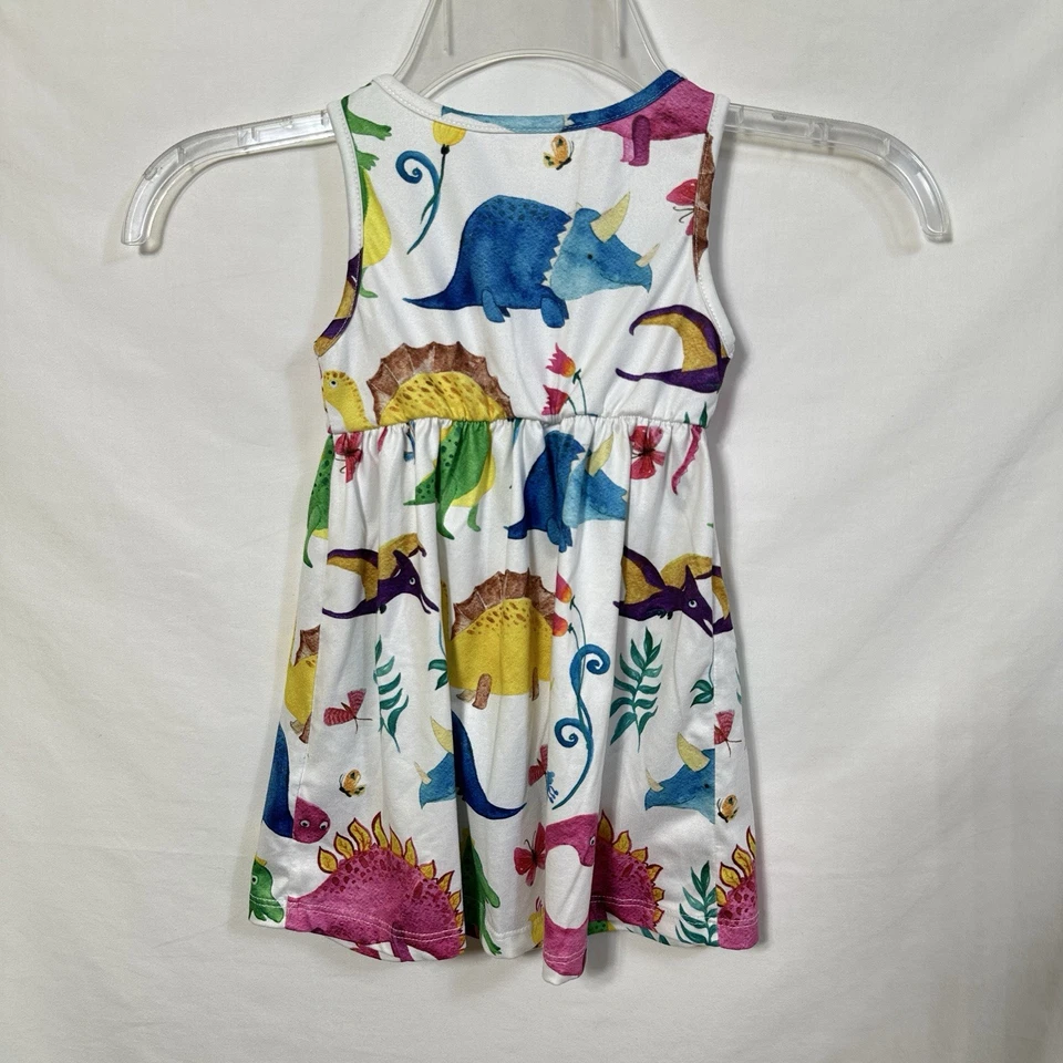 Vestido sin mangas estampado de dinosaurios Pat Pat para niñas 3 años elástico pterodáctilo triceratops Foto 4 de 4