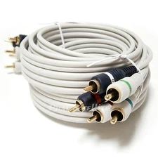 12 FT WHITE Component HDTV HIGH QUALITY Video & AUDIO 5 wire RCA 12' Patch Cable