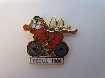 Pin Seoul 1988 McDonalds Olympia Sponsor Radfahren Olympics mascot Cycling pin