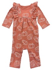 Infant Girls Orange Pumpkin Fall Autumn Halloween Snap Bottom Bodysuit