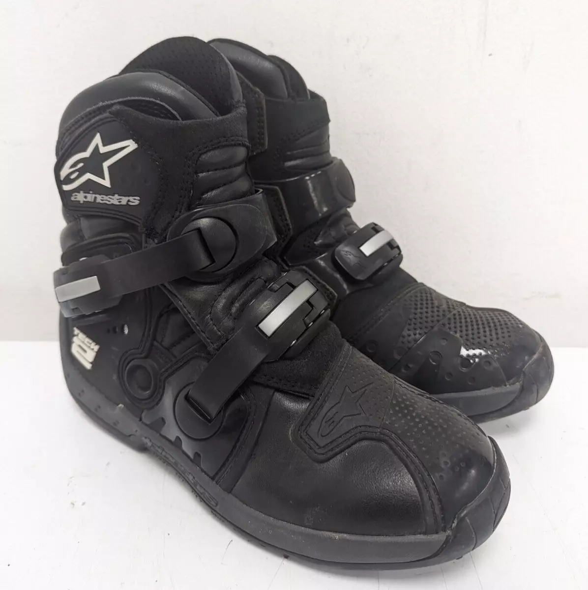 ALPINESTARS TECH 2 SHORT ANKLE MX ATV QUAD BOOTS UK8 US9 EU43 BLACK WHITE K023