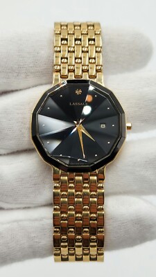 時計 SEIKO LASSALE Seiko Lassale Gold Tone w/ Black Dial & Faceted Crystal