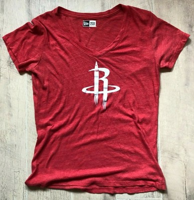 Women's New Era Red Houston Rockets Logo NBA V Neck T Shirt - SIZE LARGE | eBay