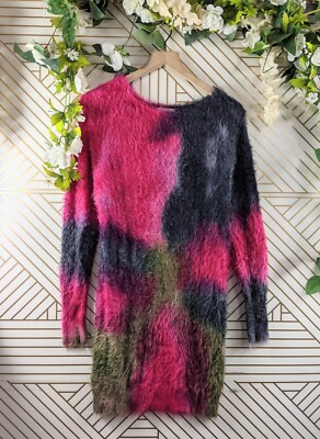 Alberto Makali Women's Multicolor Fuzzy Dress Sweater Size Small