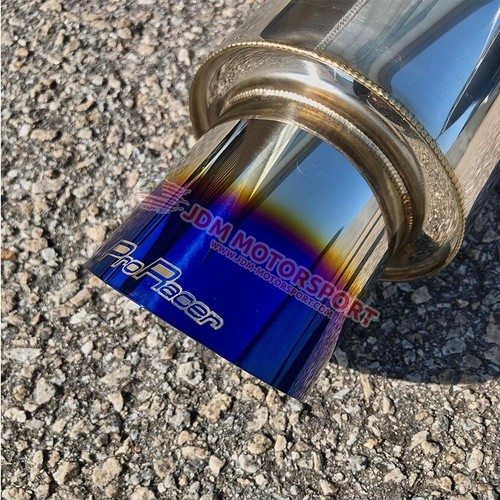 TITANIUM BLUE ProRacer Stainless Steel SINGLE EXHAUST MUFFLER IN 3 Out 3.5 - Picture 2 of 5