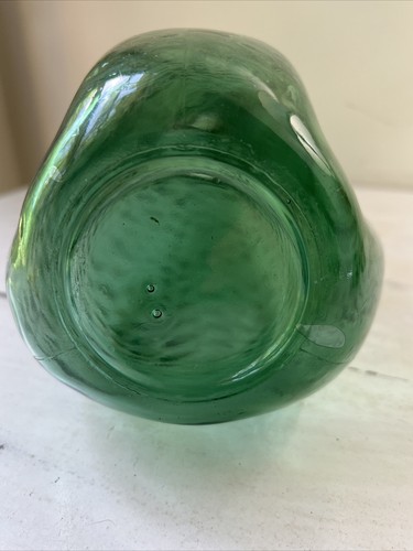 Florentine Original Empoli Optic Green Glass Triple Pinch Genie Bottle Italy - Picture 6 of 8
