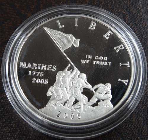 2005-P Marine Corps Proof Silver Dollar US Mint Commemorative $1 Capsule Only
