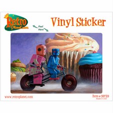 Robots On Cupcake Misty Path Vinyl Sticker Sci-Fi Laptop Bumper