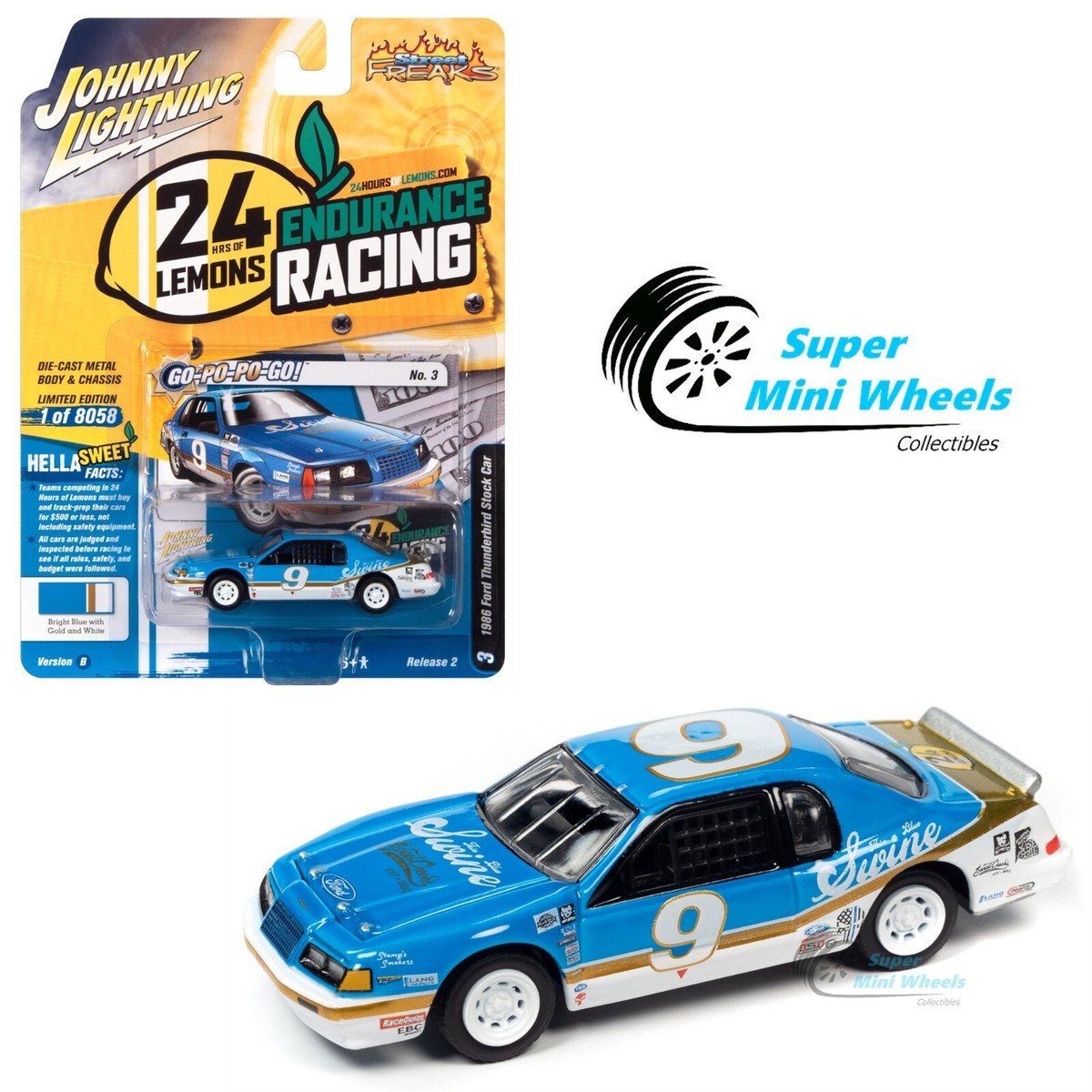 Johnny Lightning 1:64 - 1986 Ford Thunderbird Stock Car Blue