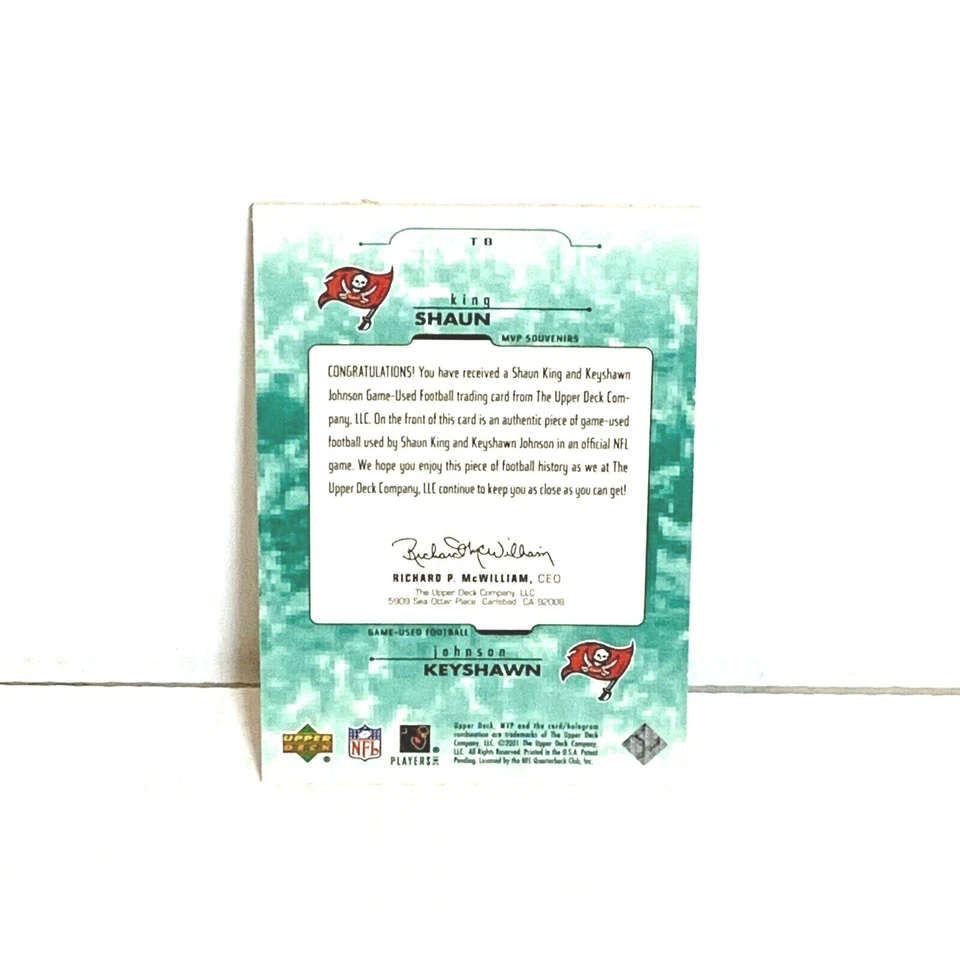 2001 Upper Deck Souvenirs King Shaun Johnson Keyshawn Game Used Ball W/ Letters - Image 2 of 2