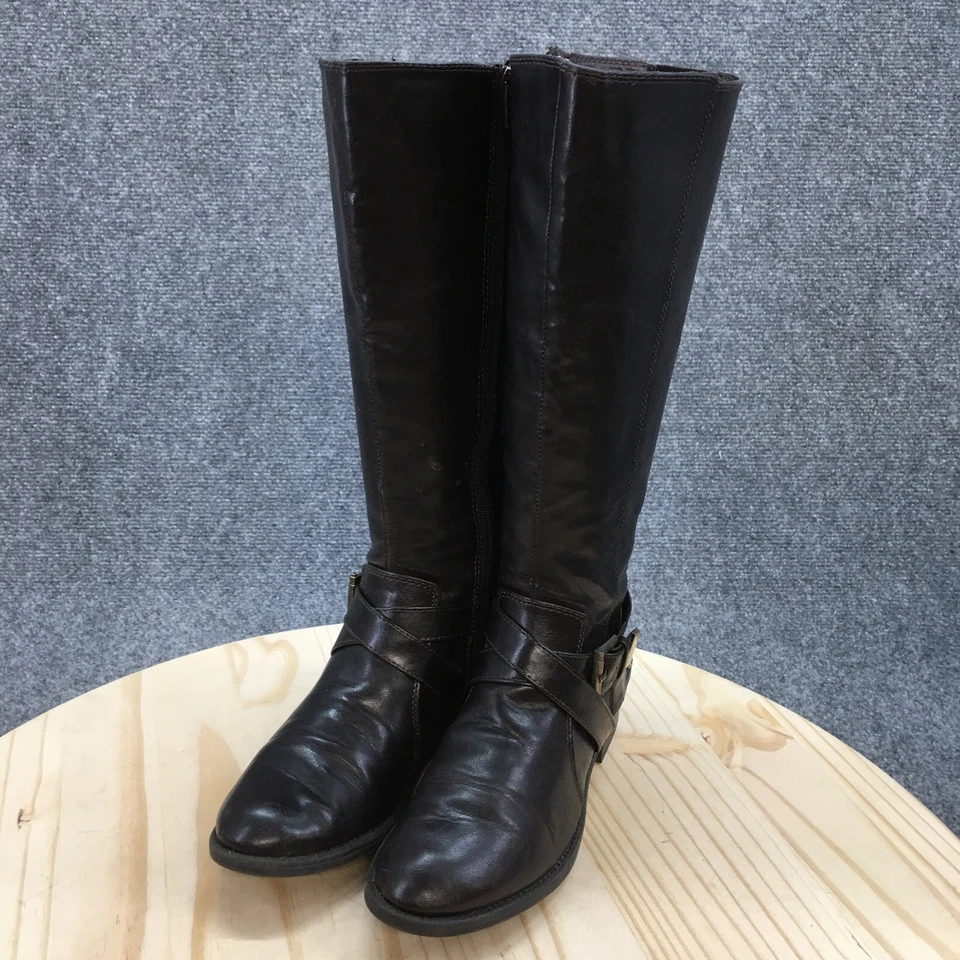 Life Stride Boots Womens 7 Wide WC Racey Knee High Tall Riding  Brown Zipper - Image 3 of 4