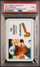 1981 Perma-Graphics Superstar Credit Card Ted Simmons Brewers PSA 9 