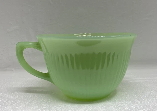 Jadeite Jane Ray Tea Cup Vintage Fire King Oven Ware Green Glass Mug