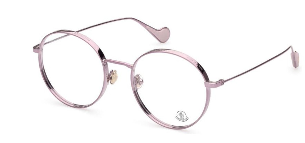 メガネ Moncler Eyeglasses ML5047 16A Retro Round Frame Authentic MONCLER ML5047 016 Shiny Silver Round Metal