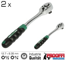 2 x Umschalt Knarre Ratschen Schlüssel Industrie Ratsche 1/4" + 1/2" H9723-9743