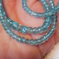 Gorgeous AAAAA Madagascar Faceted 3-5.5mm Blue Apatite Beads 16" Strand, 65.2ct