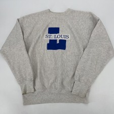 Vintage St Louis Sweatshirt Adult XL Heather Gray Embroidered Heavyweight