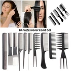 10 Professional Hair Styling All-in-One Comb Set Black Shower &Hairdressing Comb