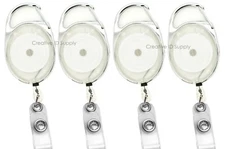 RETRACTABLE ID BADGE HOLDER  CARABINER PULL KEY ID CARD CLEAR - PACK OF 10 PCS