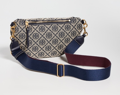 Tory Burch Jacquard T Monogram Belt Bag Fannypack Sling ~NWT~ Navy