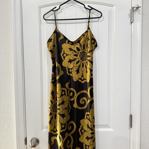 Natori PRIVATE LUXURIES schwarz & gold Blumen Schlupfkleid verstellbare Träger Gr. Small - Bild 6 von 6