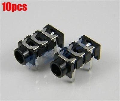 10pcs earphone socket 3.5mm 5pin black stereo headphone jack IC NEW IN #FF