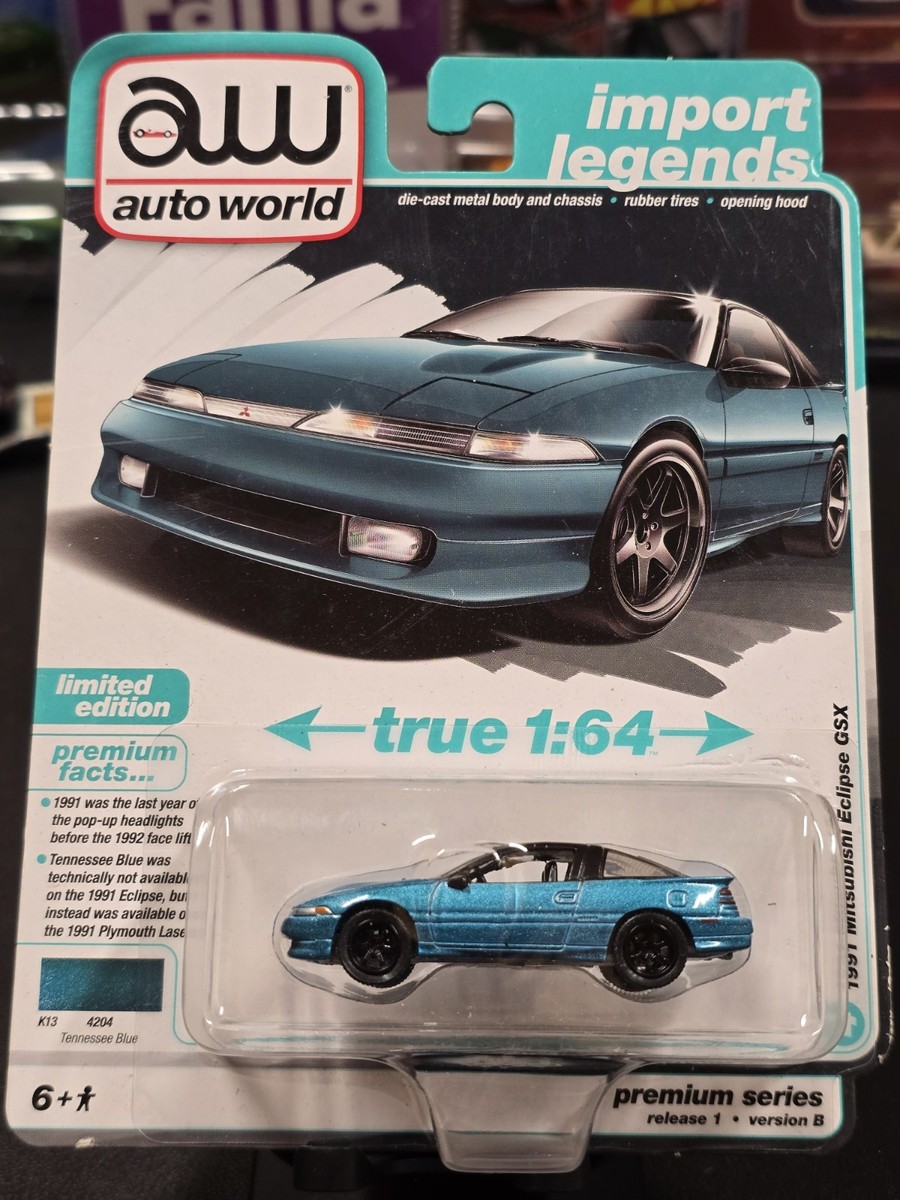 Auto World 1991 Mitsubishi Eclipse GSX Tennessee Blue 64502 B 1/64