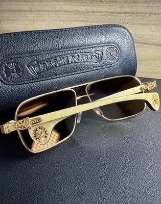 Chrome Hearts THROB Sunglasses.  WHITE Ebony and gold filled 