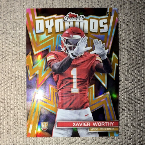 Topps Finest 2024 Dynamos Xavier Worthy DYN-15 Gold Refractor /50 RC Chiefs