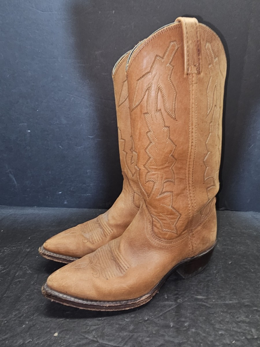 Vintage Dan Post Classic Marlboro Boots Tan Cowhide Leather